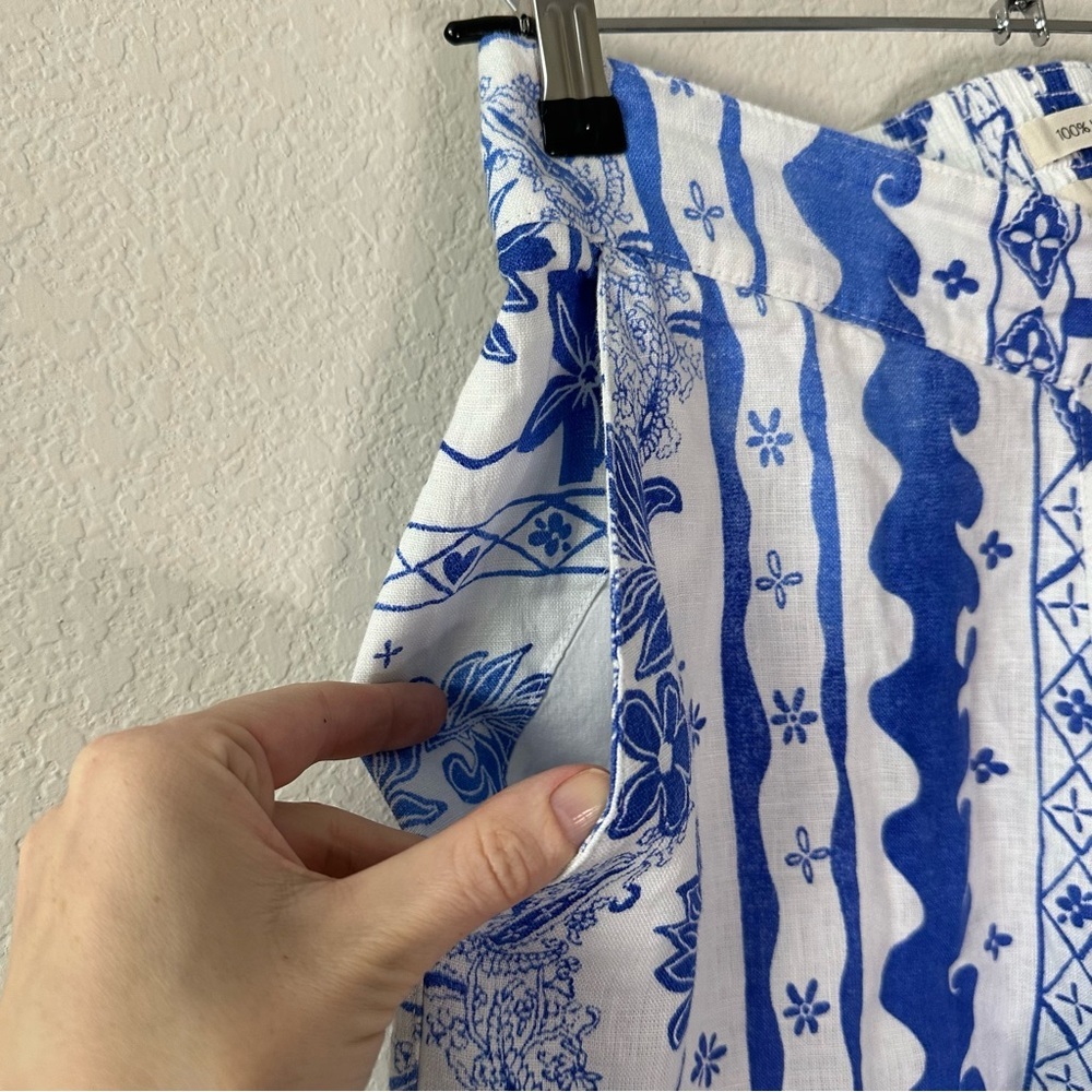 JOIE Blue and White Floral Paisley Linen Two-Piece Set SZ S - Picture 5 of 6